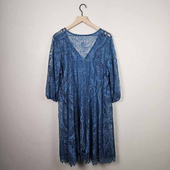 Torrid Blue Lace Lined Dress 1 - Picture 8 of 9